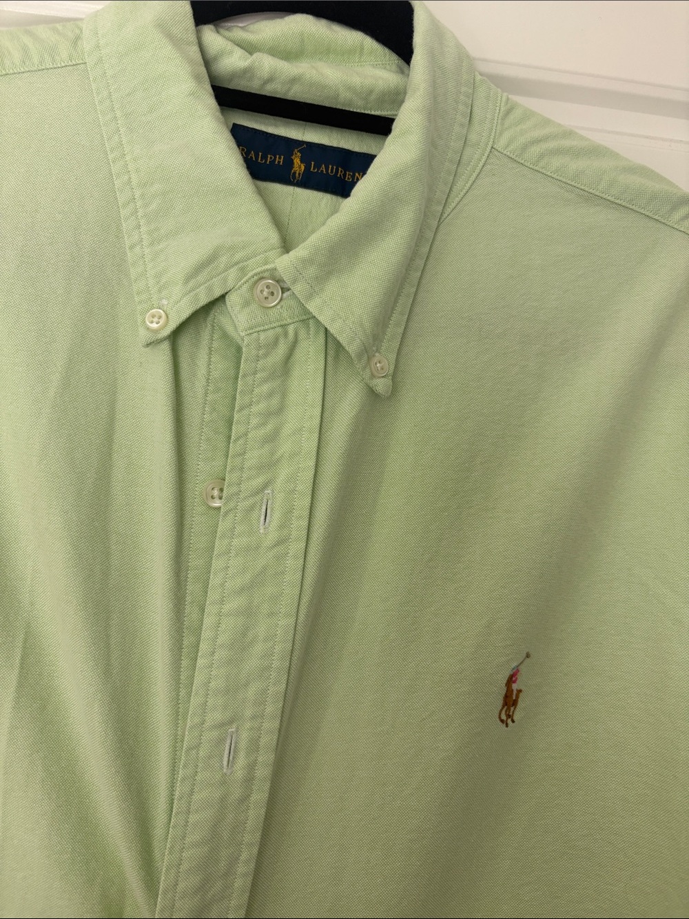 Ralph Lauren Light Green Button-Down Polo Shirt